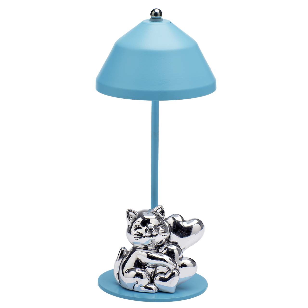 LAMPADA CON CARICA USB E GATTO - AZZURRA